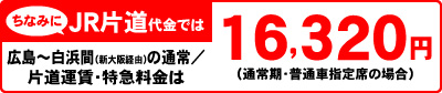 ちなみにJR片道代金では