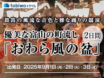 【2025年6月】鼓笛の風流な音色と雅な踊りの競演<br>優美な富山の町流し「おわら風の盆」2日間
