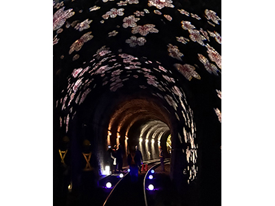 嵯峨野トロッコ「トロッコ嵐山駅」から営業線路内へ<br>トンネルアート&鉄道土木遺産を軌道カートで約4.4km走るナイトツアー