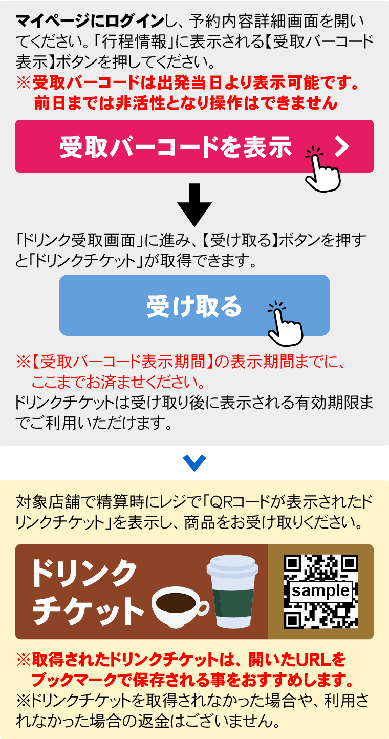 ドリンクチケット受取方法