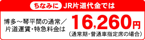 ちなみにJR片道代金では