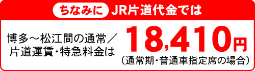 ちなみにJR片道代金では