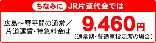ちなみにJR片道代金では