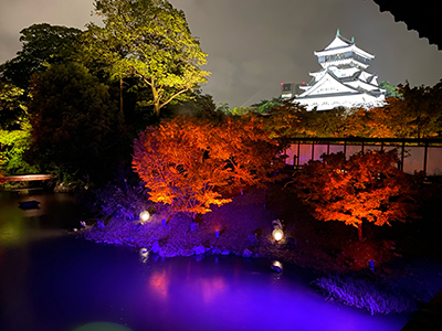 小倉城庭園 レーザーライトアップ