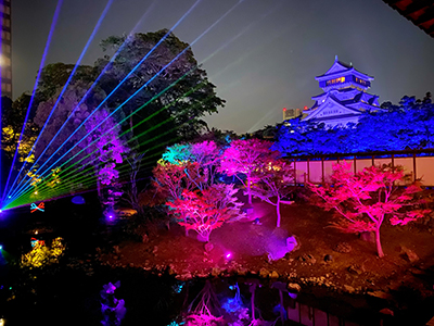 小倉城庭園 レーザーライトアップ