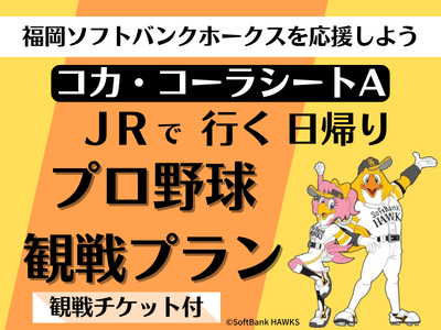 【コカ・コーラシートA】２名様よりお申込みOK！プロ野球観戦プラン～福岡ソフトバンクホークスを応援しよう～