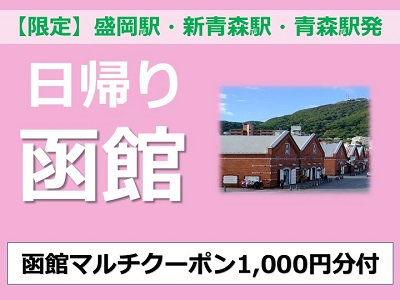 【盛岡・青森発/2名様以上　平日＆列車限定】日帰り函館『函館マルチクーポン』1,000円分付♪