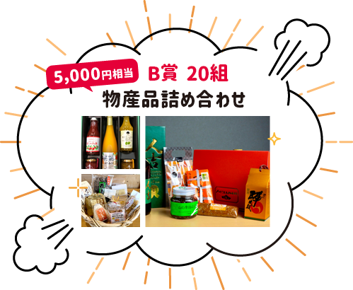 B賞 20組：物産品詰め合わせ（5000円相当）