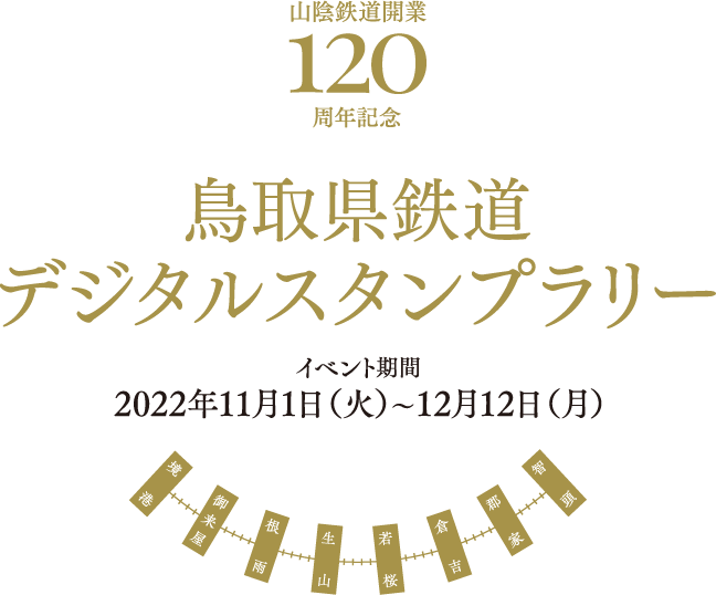 山陰鉄道開業　120周年記念　鳥取県鉄道デジタルスタンプラリー　イベント期間　2022年11月1日（火）〜12月12日（月）