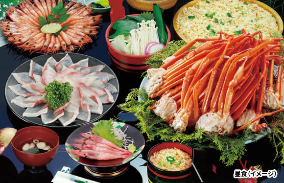 冬の味覚満載　ゆでガニ・ブリしゃぶ・甘エビ・かに飯食べ放題　空と海から楽しむ絶景の天橋立　日帰り